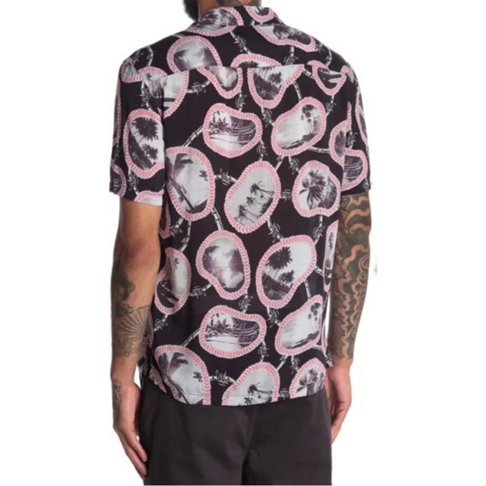 All Saints Islandz Palm Tree Print Button Down Short Sleeve - Picture 2 of 12